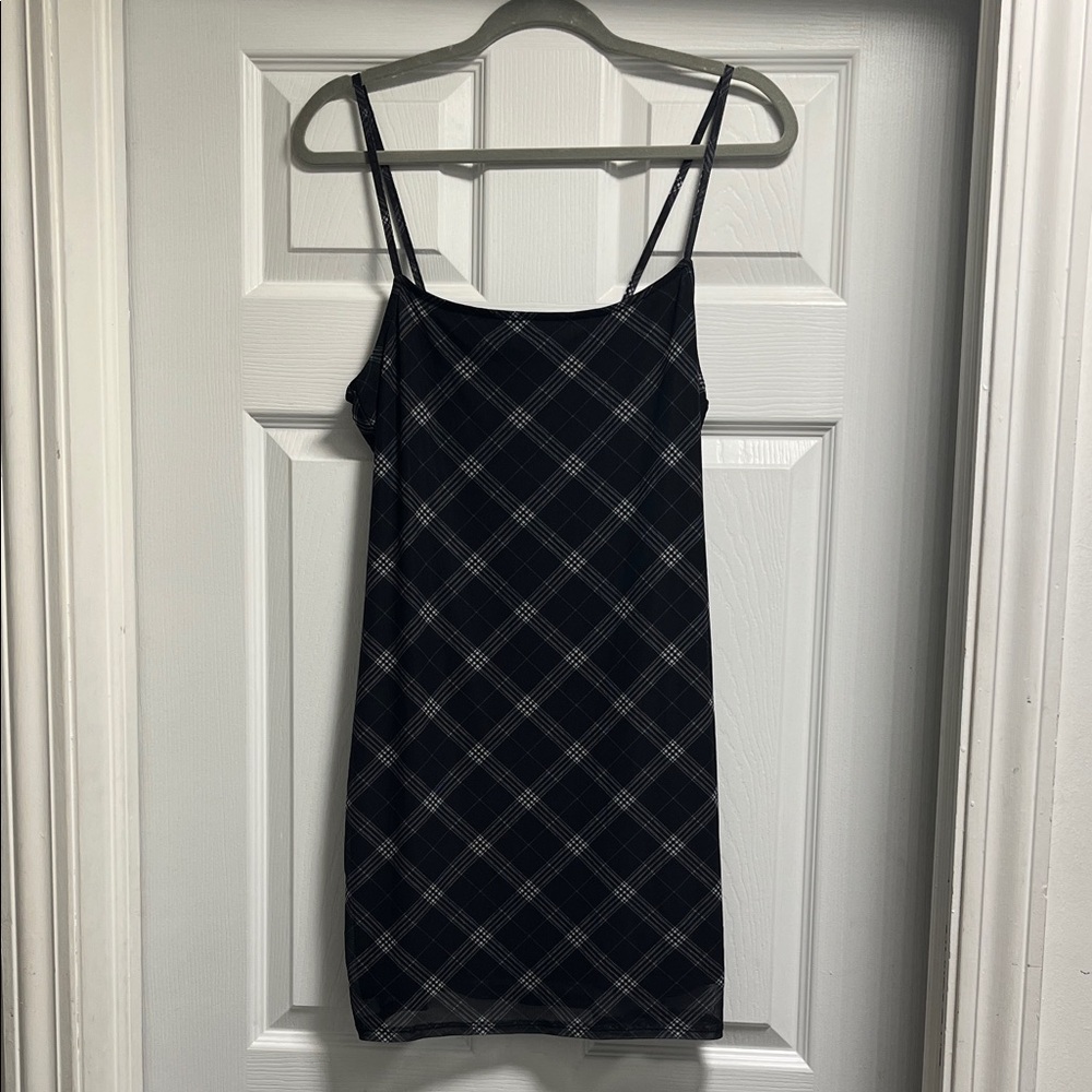 Divided Monochrome Plaid Dress